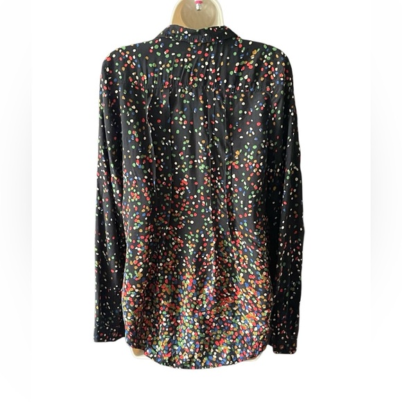 Anthropologie Maeve Wynwood Confetti Print Button Up Blouse Size 4 Pockets - Picture 5 of 11